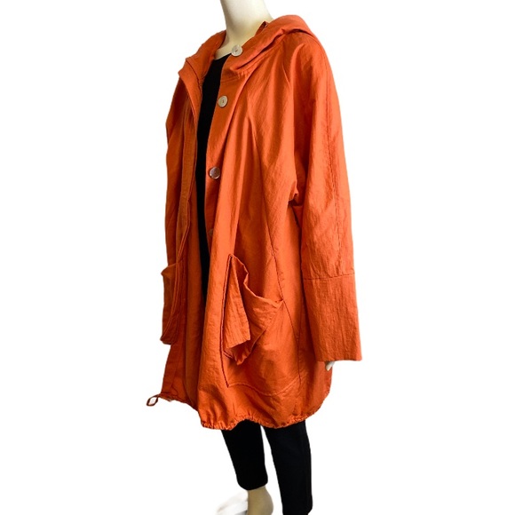 Transparente Jackets & Blazers - TRANSPARENTE Orange Nylon Cotton Hood Jacket OS